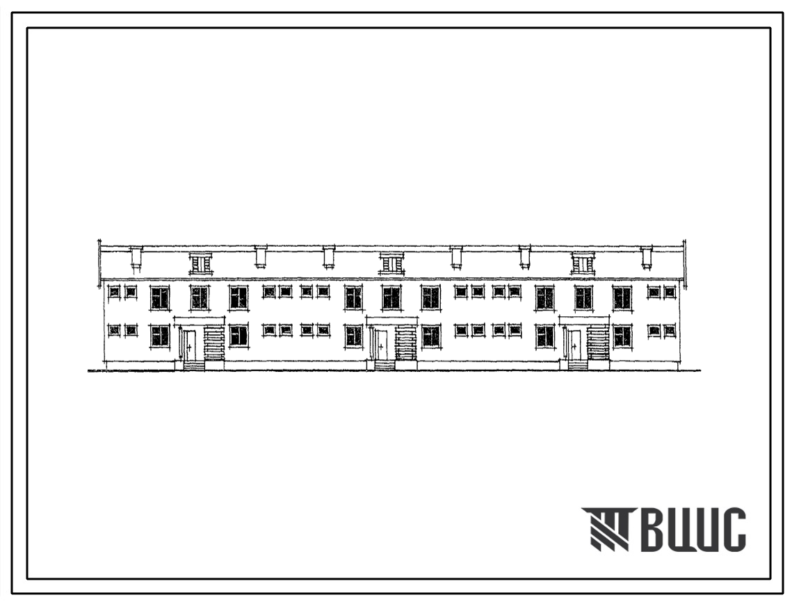 Типовой проект 116-115-58 Двухэтажный трехсекционный жилой дом на 12 квартир (двухкомнатных 2Б-6, трехкомнатных 3Б-6). Для строительства в 1В климатическом подрайоне