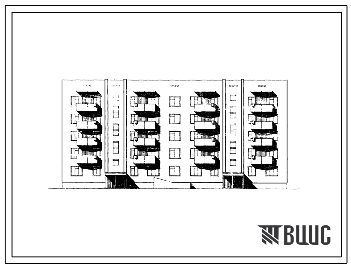 Типовой проект 114-06с/1 Пятиэтажная блок-секция двухсекционная торцевая на 30 квартир (двухкомнатных 2Б-20, трехкомнатных 3Б-5, четырехкомнатных 4Б-5) со стенами из кирпича. Для строительства в 1В и 1Д климатических подрайонах сейсмичностью 7 баллов