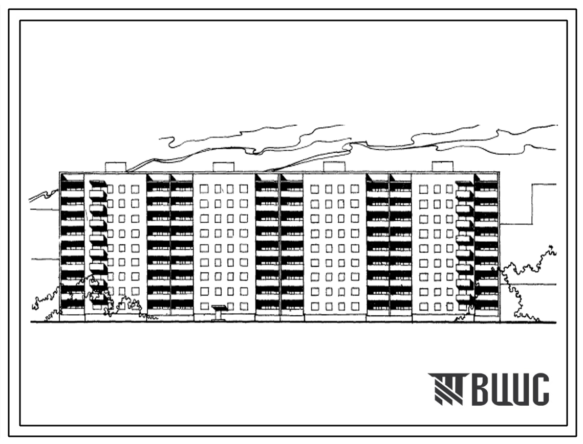 Типовой проект 114-87-2/75 Девятиэтажный четырехсекционный жилой дом на 144 квартиры (однокомнатных 1Б-19; двухкомнатных 2Б-53; трехкомнатных 3Б-54; четырехкомнатных 4Б-18). Для строительства во 2В, 3Б и 3В климатический подрайонах