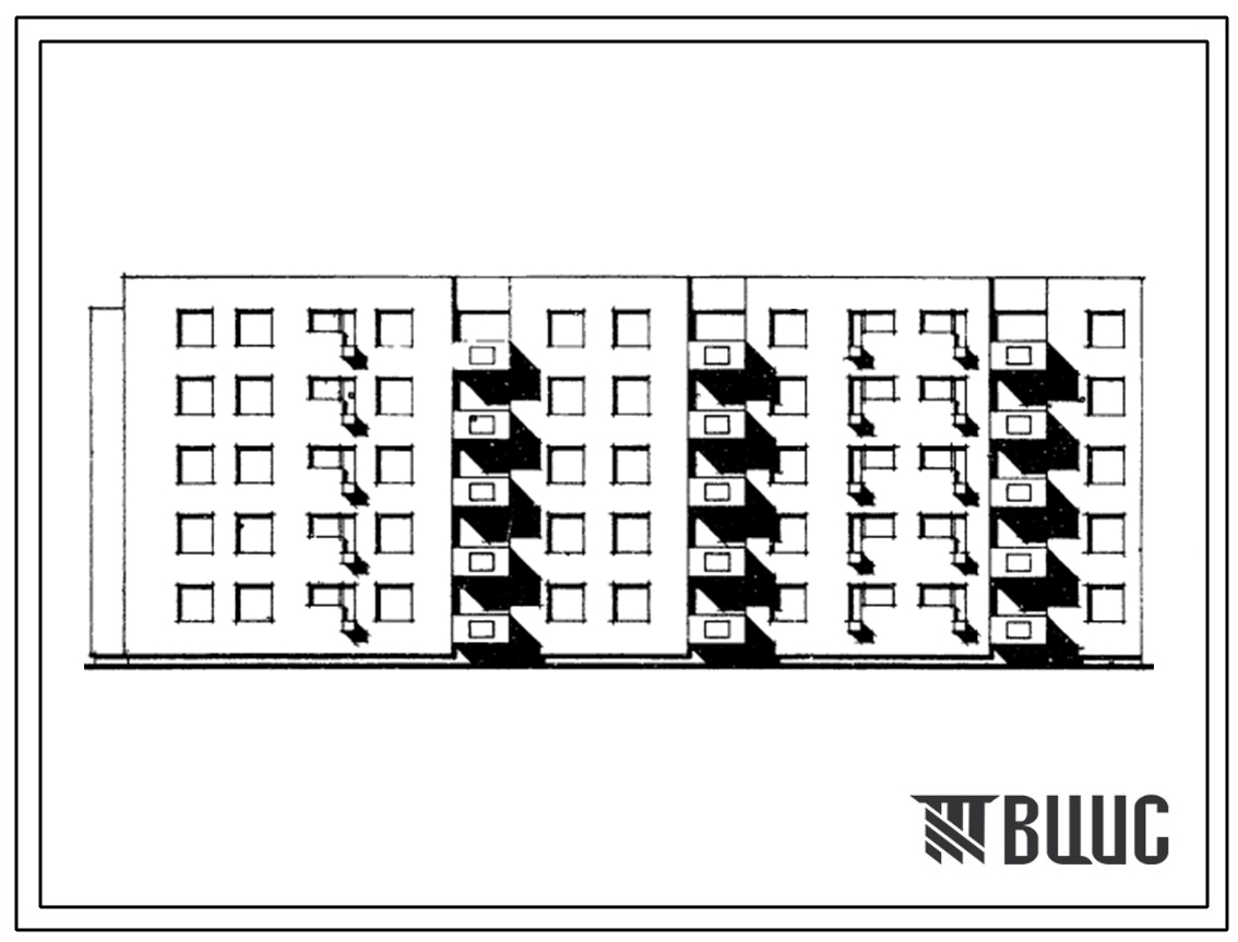 Типовой проект 114-03с Торцовая блок-секция 5-этажного жилого дома на 35 квартир со стенами из кирпича (2Б.2Б.5А - 1Б.2Б.3Б.5Б)