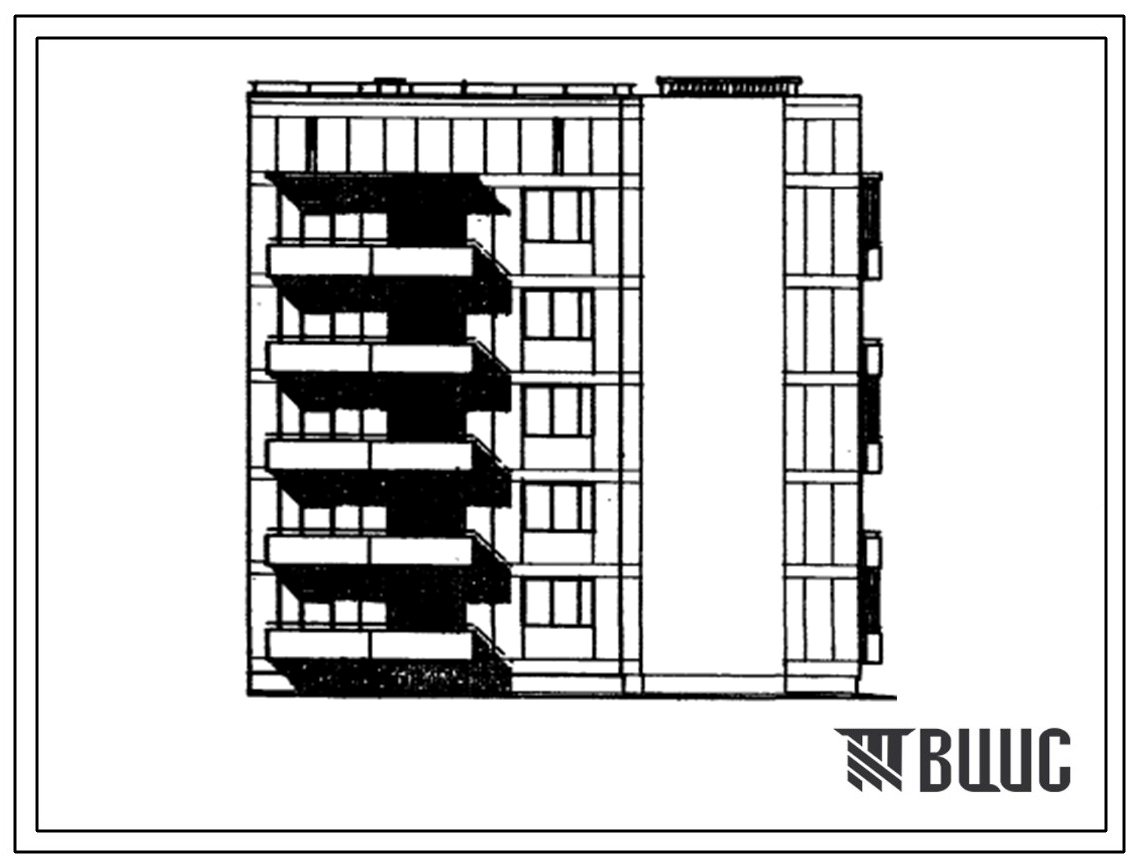 Типовой проект 67-036/1 Пятиэтажная блок-секция на 15 квартир угловая (Т-образная) 2Б.2Б.2Б, правая