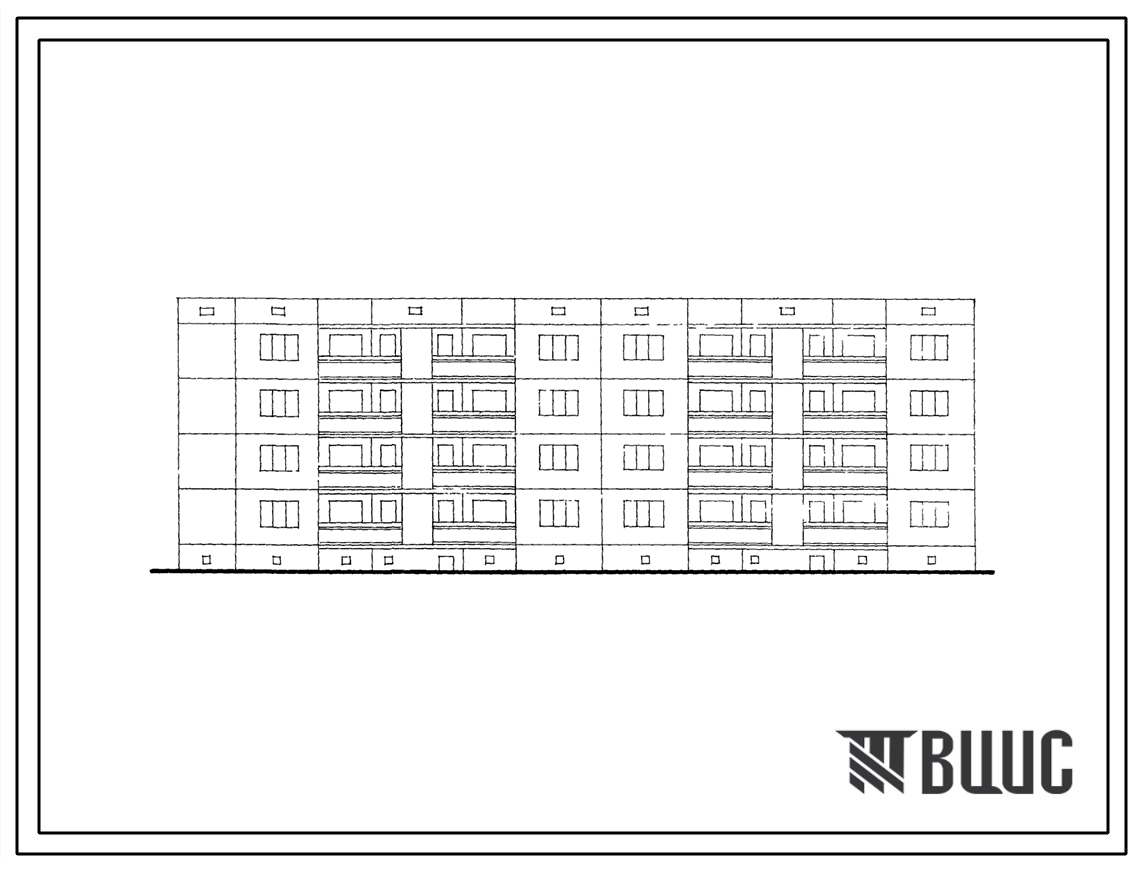 Типовой проект 127-027с/1 Четырехэтажная блок-секция торцевая крупнопанельная  левая на 16 квартир (двухкомнатных 2Б-4, трехкомнатных 3Б-4, четырехкомнатных 4Б-4, пятикомнатных 5Б-4). Для строительства в 4Б климатическом подрайоне грузинской ССР сейсмично