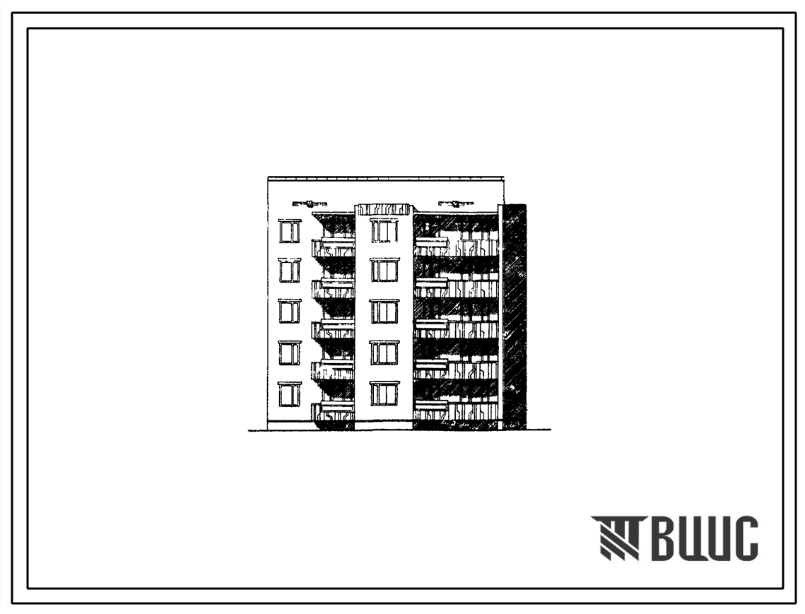 Типовой проект 144-08с Блок-секция пятиэтажная 15-квартирная торцевая правая (однокомнатных 1Б — 5, двухкомнатных 2Б — 5, трехкомнатных 3Б — 5).