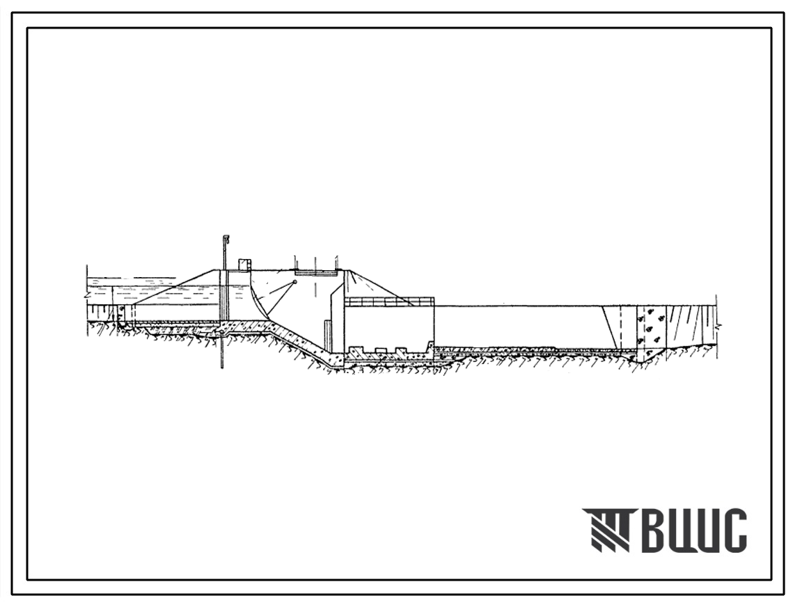 Типовой проект 820-59 Водосброс паводковый из монолитного железобетона с сегментными затворами на расход 160 м3/сек, напор 4,5 м и перепад 3 м