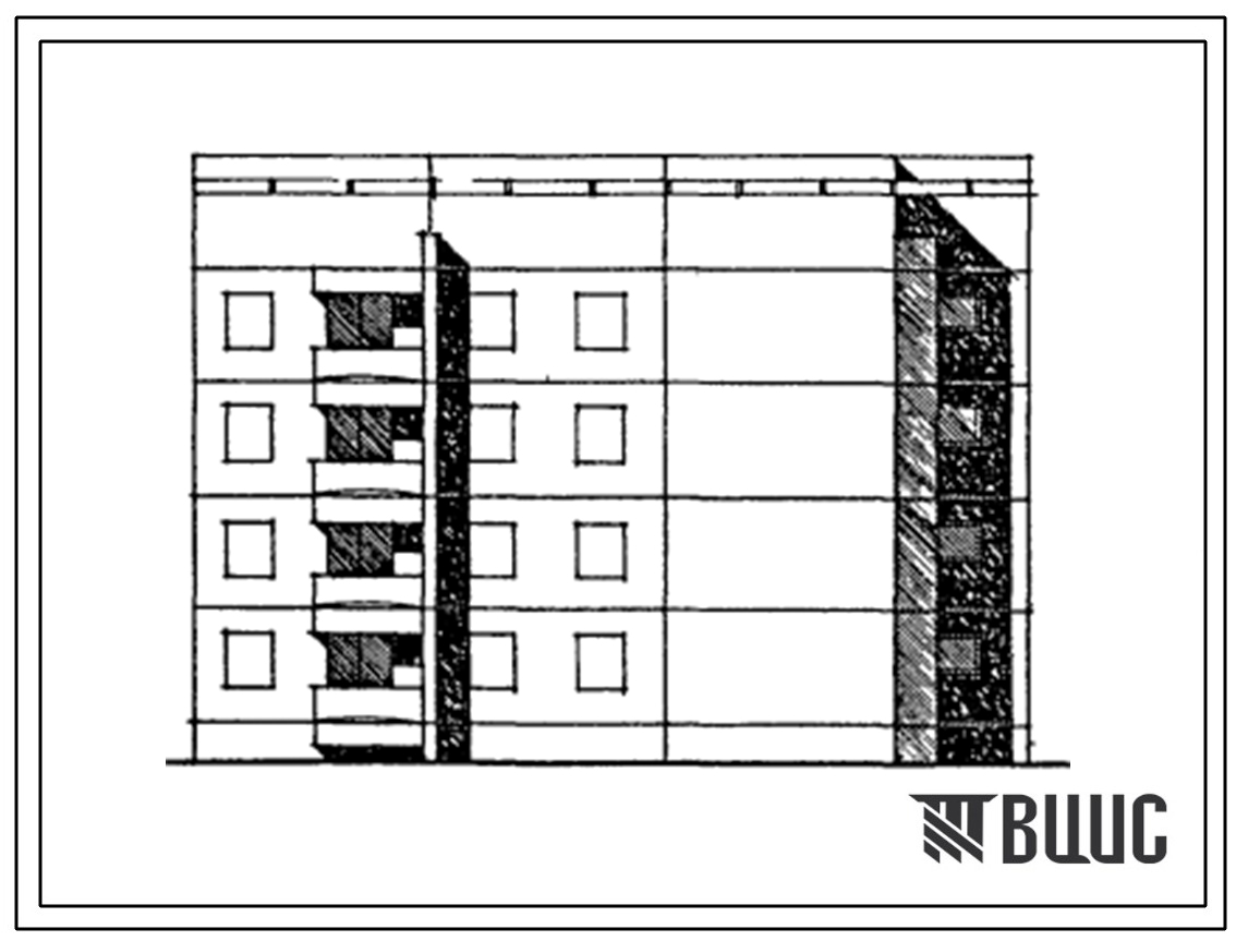 Типовой проект 129-039с.13.86 Блок-секция 4-этажная 12-квартирная лучевая обратная левая 1Б-2Б-3Б (для Армянской ССР)