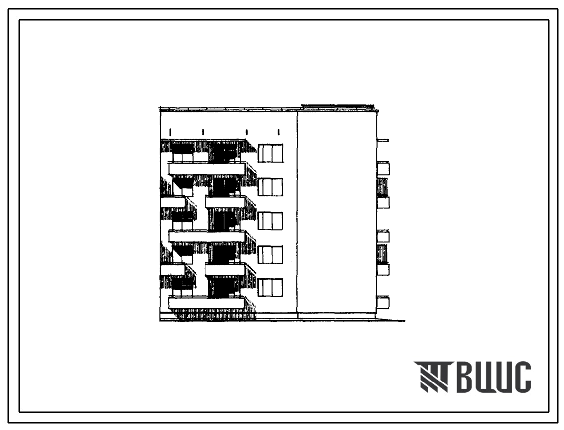 Типовой проект 67-029/1 Пятиэтажная блок-секция на 15 квартир угловая (Т-образная) правая (двухкомнатных 2Б — 15). Для строительства в III климатическом районе.