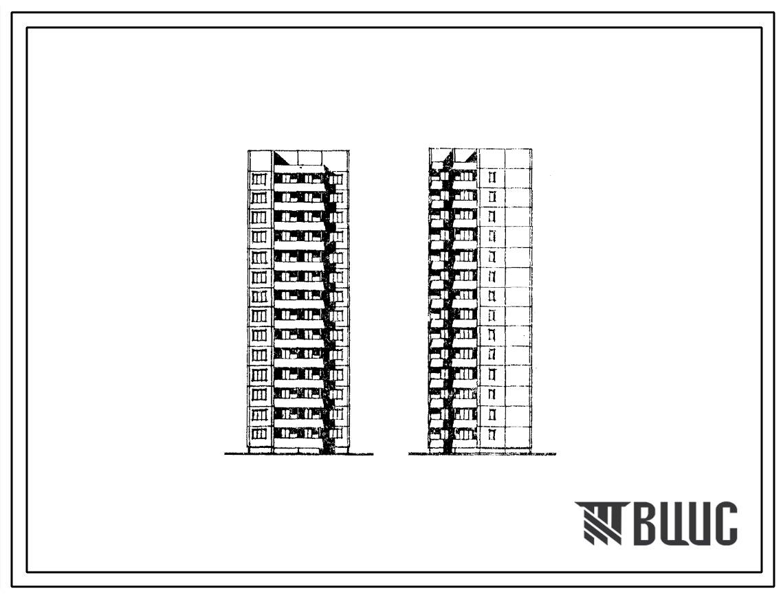 Типовой проект 134-047в.13.86 Четырнадцатиэтажный жилой блок левый на 42 квартиры. Для строительства в г.Ворошиловграде и Донецке