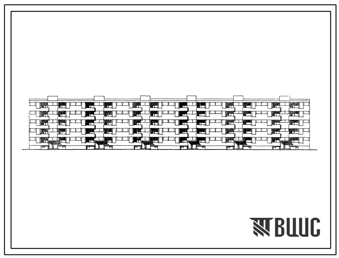 Типовой проект 113-126-28 Пятиэтажный шестисекционный жилой дом на 90 квартир (однокомнатных 1А-10, однокомнатных 1Б-20, двухкомнатных 2Б-30, трехкомнатных 3А-20, трехкомнатных 3Б-10). Стены из мелких ячеистобетонных блоков.