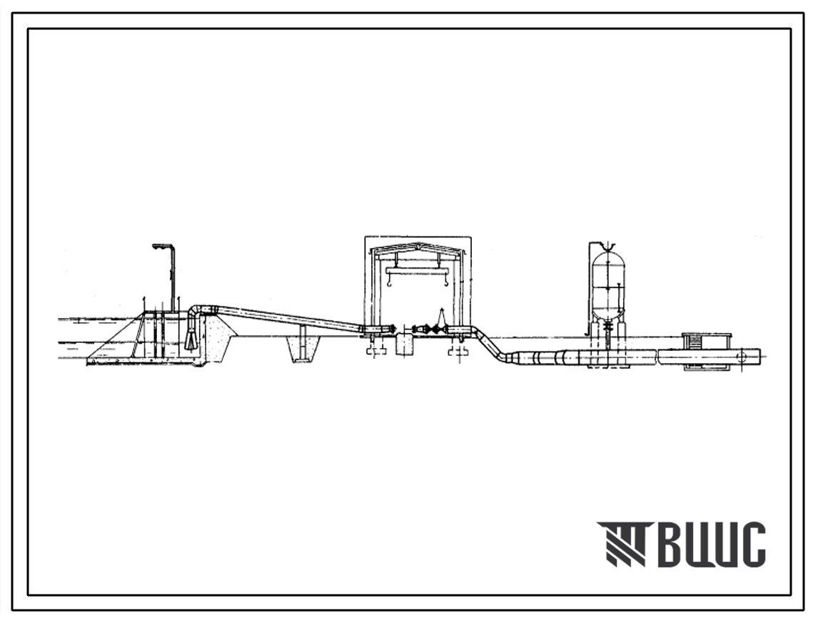 Типовой проект 820-230 Четырехагрегатная насосная станция подачей 1540 л/с с напором 94,5 м, оборудованная насосами Д1600-90, для работы на закрытую сеть, с водозабором из канала.