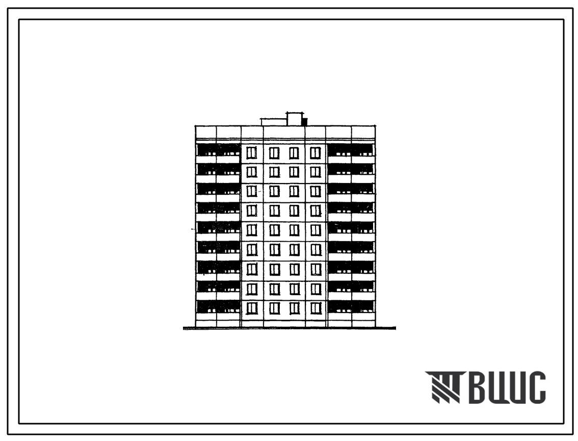 Типовой проект 96-027/1.2 Блок-секция рядовая-торцевая 9-этажная 36-квартирная РТ 2Б-2Б-3Б-3Б