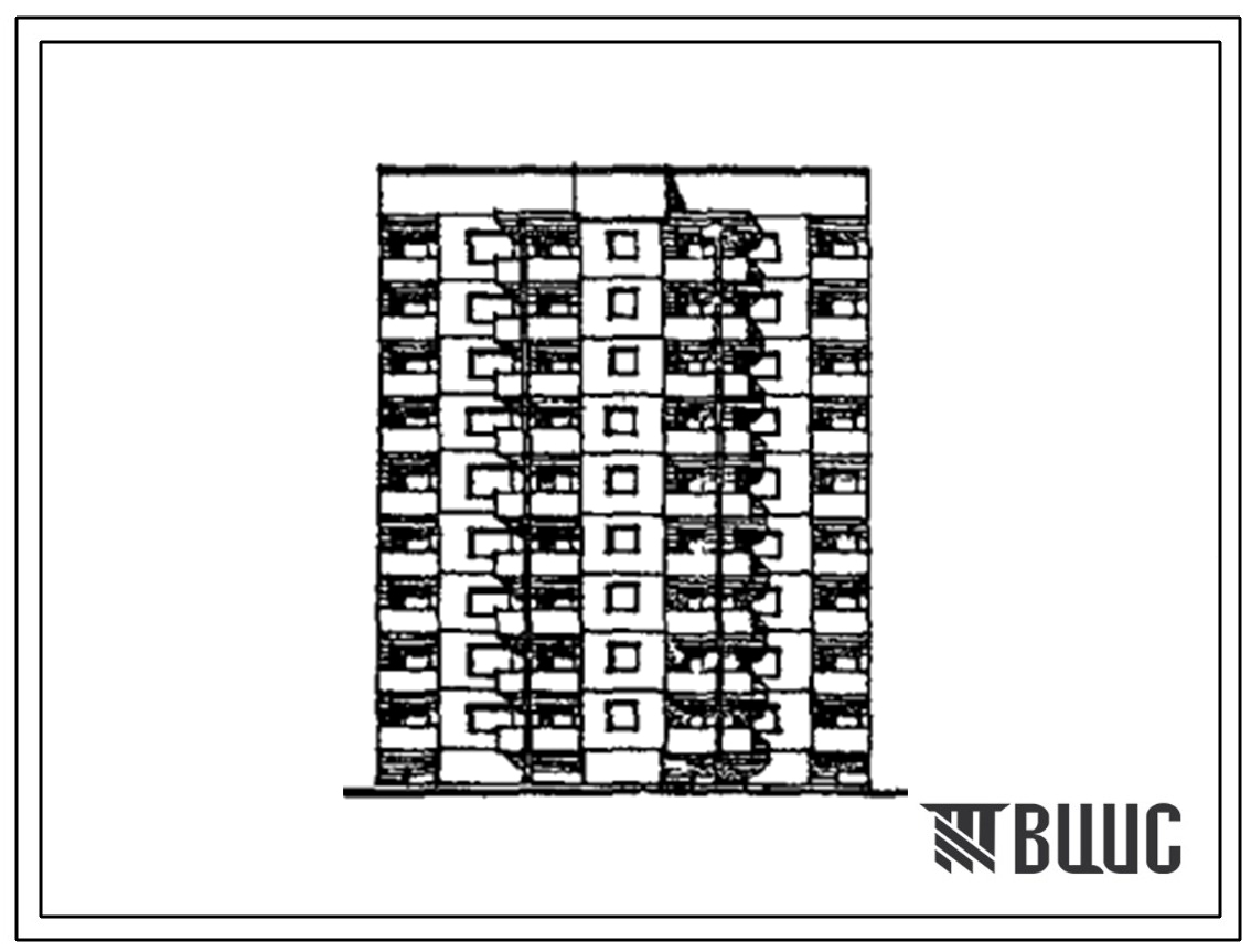Типовой проект 120-053.13.89 Блок-секция 9-этажная 27-квартирная рядовая-торцевая 3-3-4 (для городского строительства в Литовской республике)