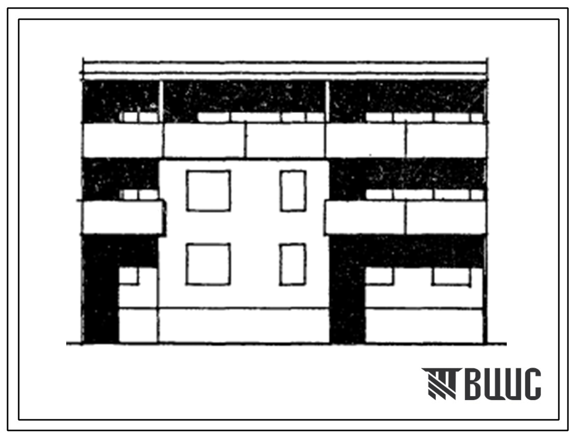 Типовой проект 104-050.85 Блок-секция рядовая с торцевыми окончаниями 3-этажная 9-квартирная. Для строительства во 2В климатическом подрайоне Латвийской ССР (восточная зона).