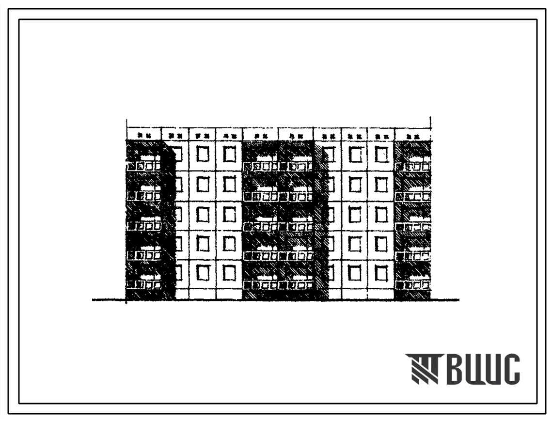 Типовой проект 105-014с Блок-секция пятиэтажная рядовая, торцевая левая, правая на 20 квартир (трехкомнатных 3Б-10, четырехкомнатных 4Б-10). Для строительства в 3 климатическом районе Киргизской ССР сейсмичностью 8 баллов
