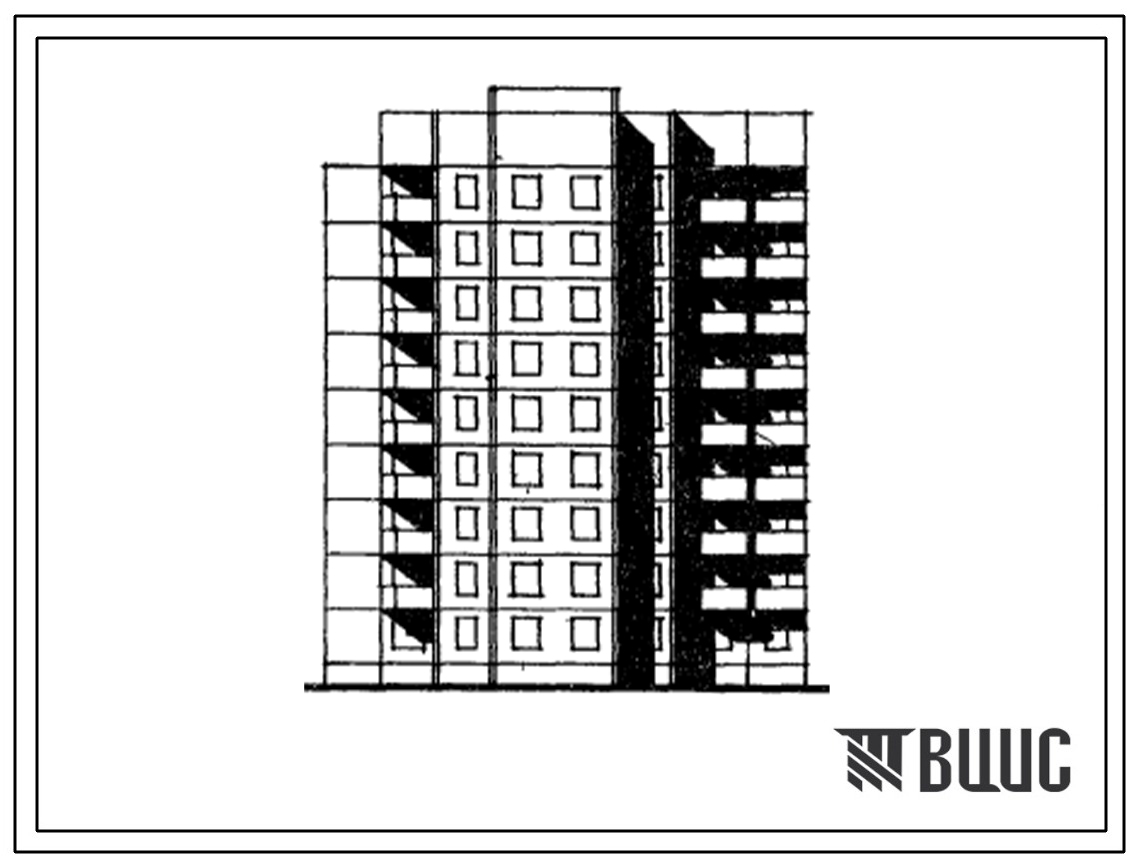 Типовой проект 143-015с/1.2 Блок-секция поворотная девятиэтажная 35-квартирная II (120?) 1Б-2Б-2Б-3Б (левая).