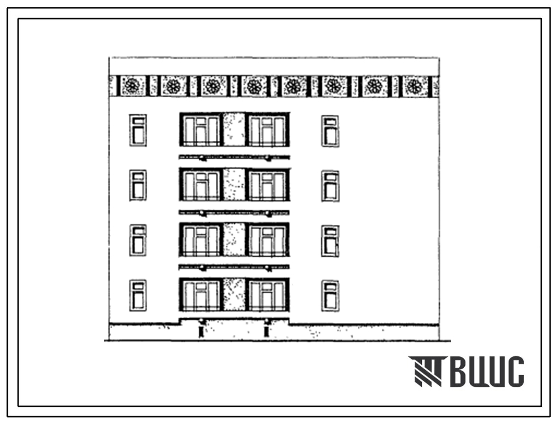 Типовой проект 63-048с.13.86 Блок-секция 4-этажная 12-квартирная торцовая правая 3А.2Б.1Б (для Азербайджанской ССР)
