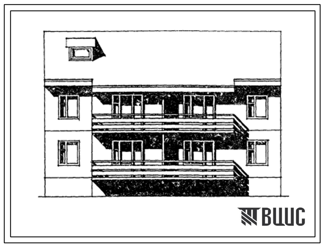 Типовой проект 97-0182.84 2-этажная 4-квартирная 3-комнатная блок-секция рядовая 3Б-3Б. Для строительства в 1В климатическом подрайоне.