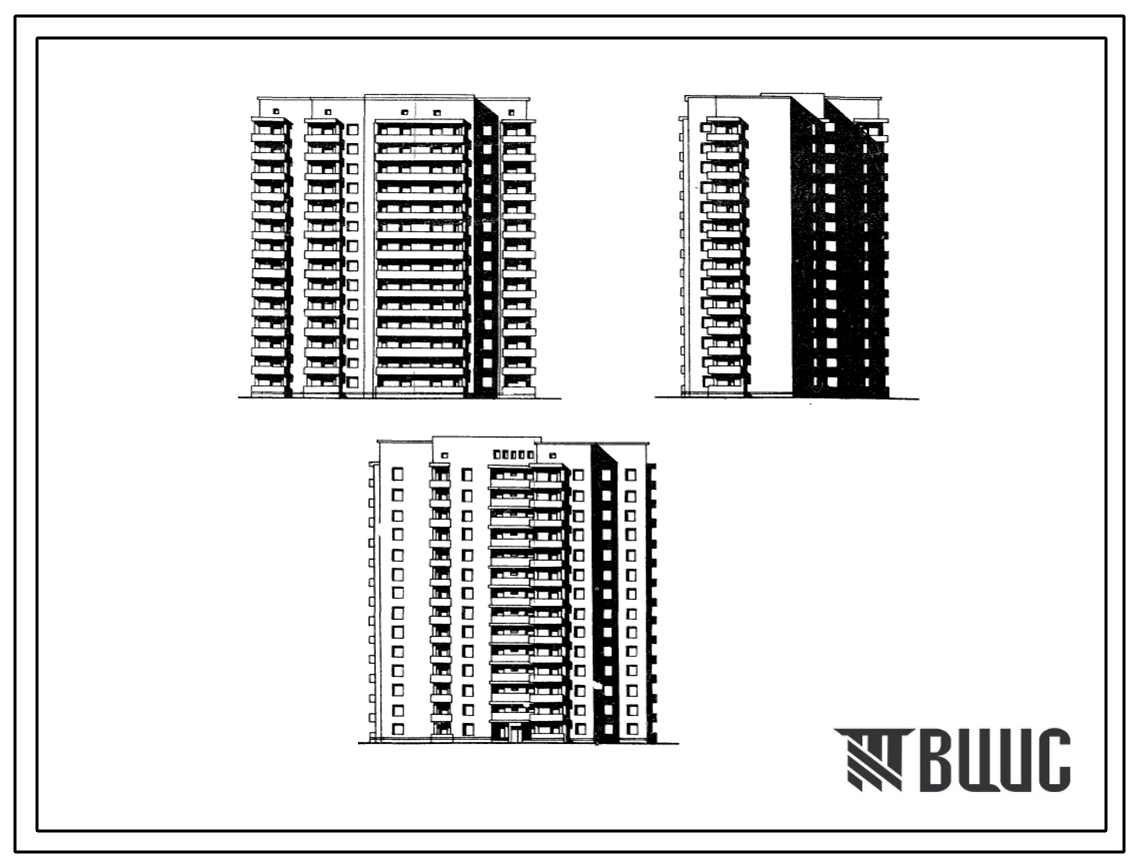 Типовой проект 124-87-107/1 Четырнадцатиэтажный односекционный 84 квартирный жилой дом со стенами из кирпича.