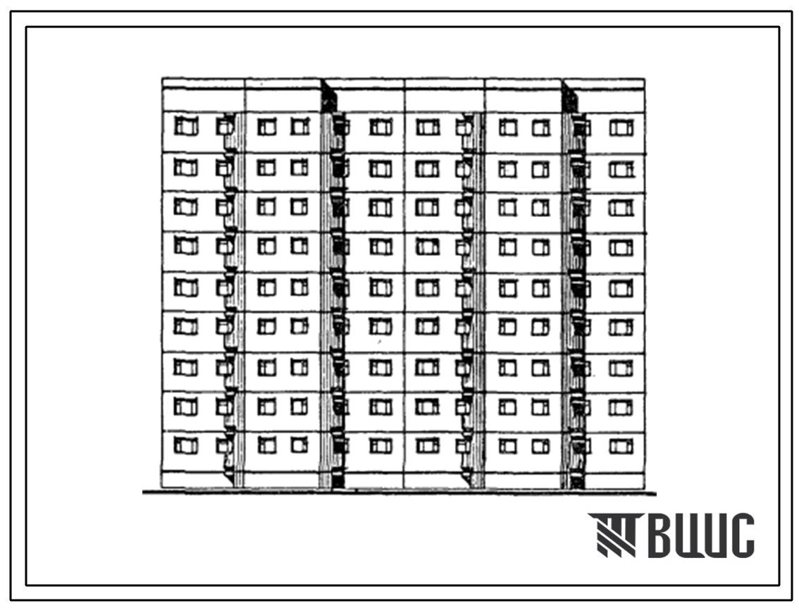 Типовой проект 93-044.85 Блок-секция рядовая 9-этажная 72-квартирная. Для строительства во 2А климатическом подрайоне (Мурманская область).