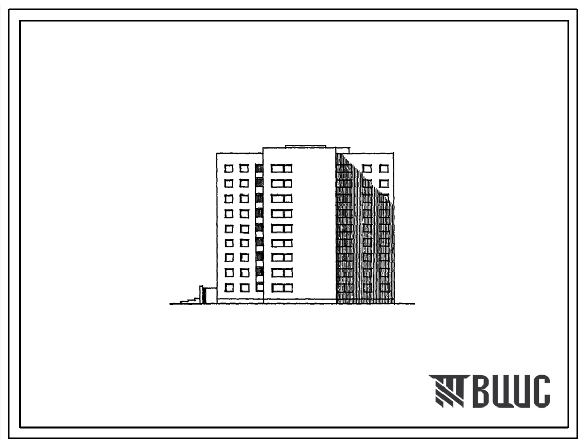 Типовой проект 86-031/1 Девятиэтажная блок-секция общежития правая на 344 человека с ячейками на 3, 4 и 11 человек для строительства в 1В климатическом подрайоне, 2 и 3 климатических районах