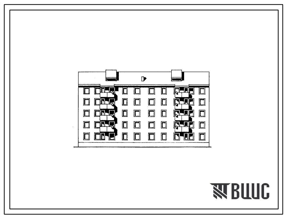 Типовой проект 114-02с.85 Пятиэтажная блок-секция двухсекционная рядовая торцевая на 30 двухкомнатных квартир типа 2Б