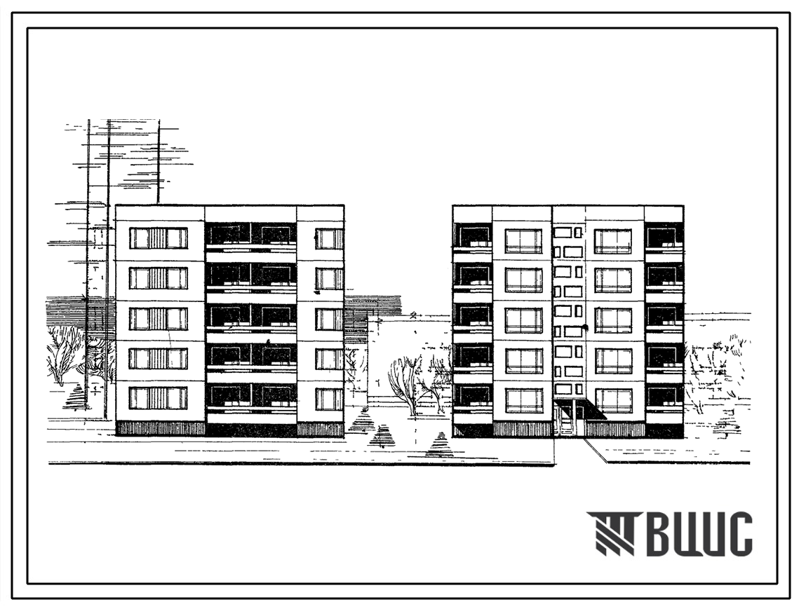 Типовой проект 99-08 Блок-секция пятиэтажного дома рядовая левая на 10 квартир (трехкомнатных 3Б-5, четырехкомнатных 4Б-5). Для строительства во 2 и 3 климатическом районах и 1В климатическом подрайоне.