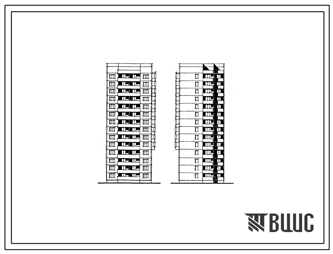Типовой проект 134-048в.13.86 Четырнадцатиэтажный жилой блок правый на 42 квартиры. Для строительства в г.Ворошиловграде и Донецке