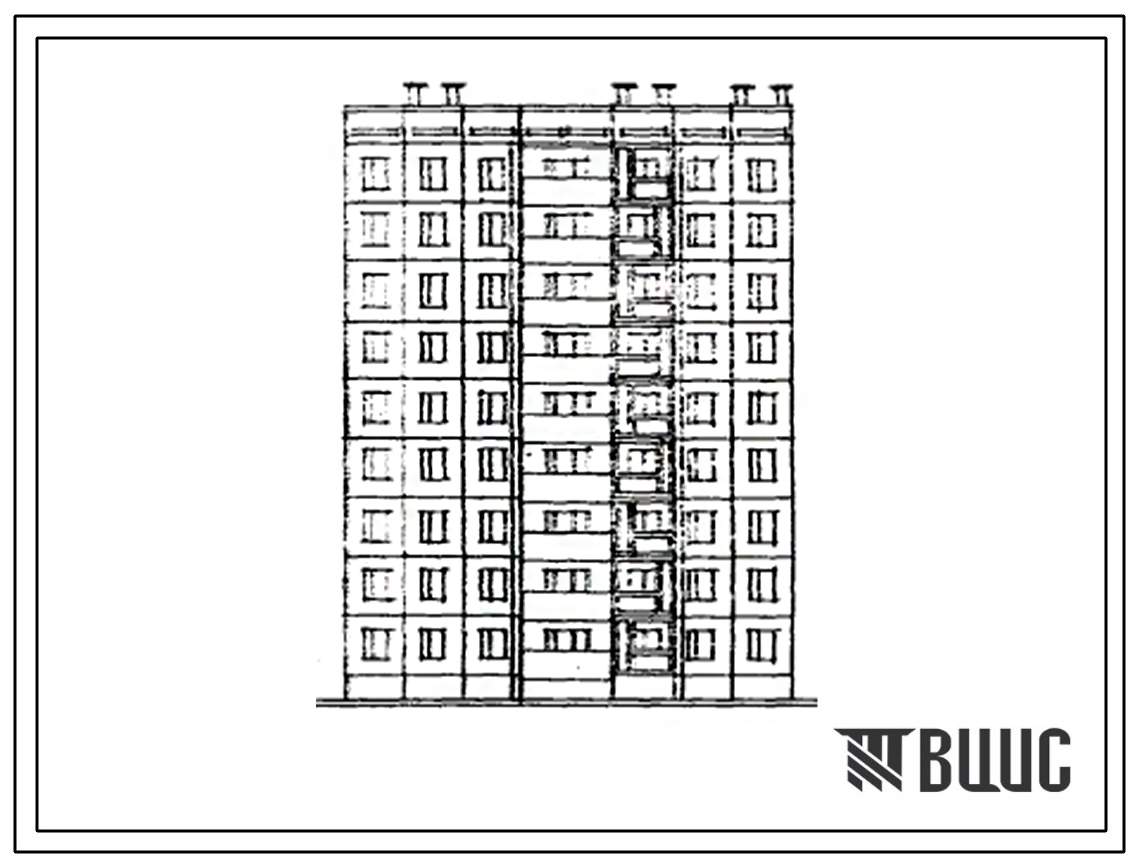 Типовой проект 97-0166.83 Блок-секция рядовая с торцовыми окончаниями девятиэтажная 27-квартирная 5Б.1Б.3Б. Для строительства в г. Кзыл-Орда.