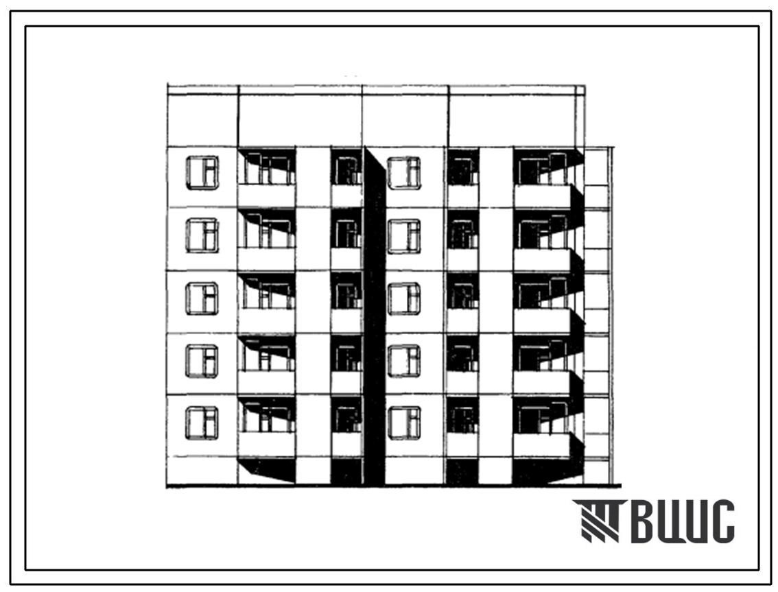 Типовой проект 135-0255с.13.86 5-этажная блок-секция на 15 квартир торцевая правая 2Б-3Б-3Б для Бурятской АССР