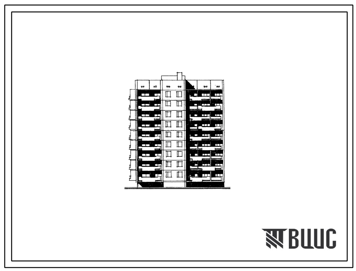 Типовой проект 92-025с/1.2 Блок-секция 9-этажная 36-квартирная торцовая, левая 1Б.2Б.2Б.3Б