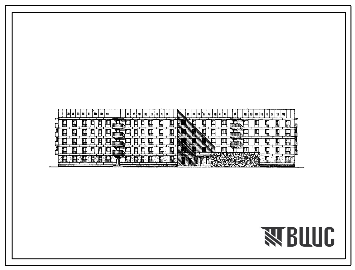 Типовой проект 163-174-4с.85 Пятиэтажное общежитие для рабочих и служащих на 408 человек (с жилыми ячейками на 3, 4 и 12 человек)