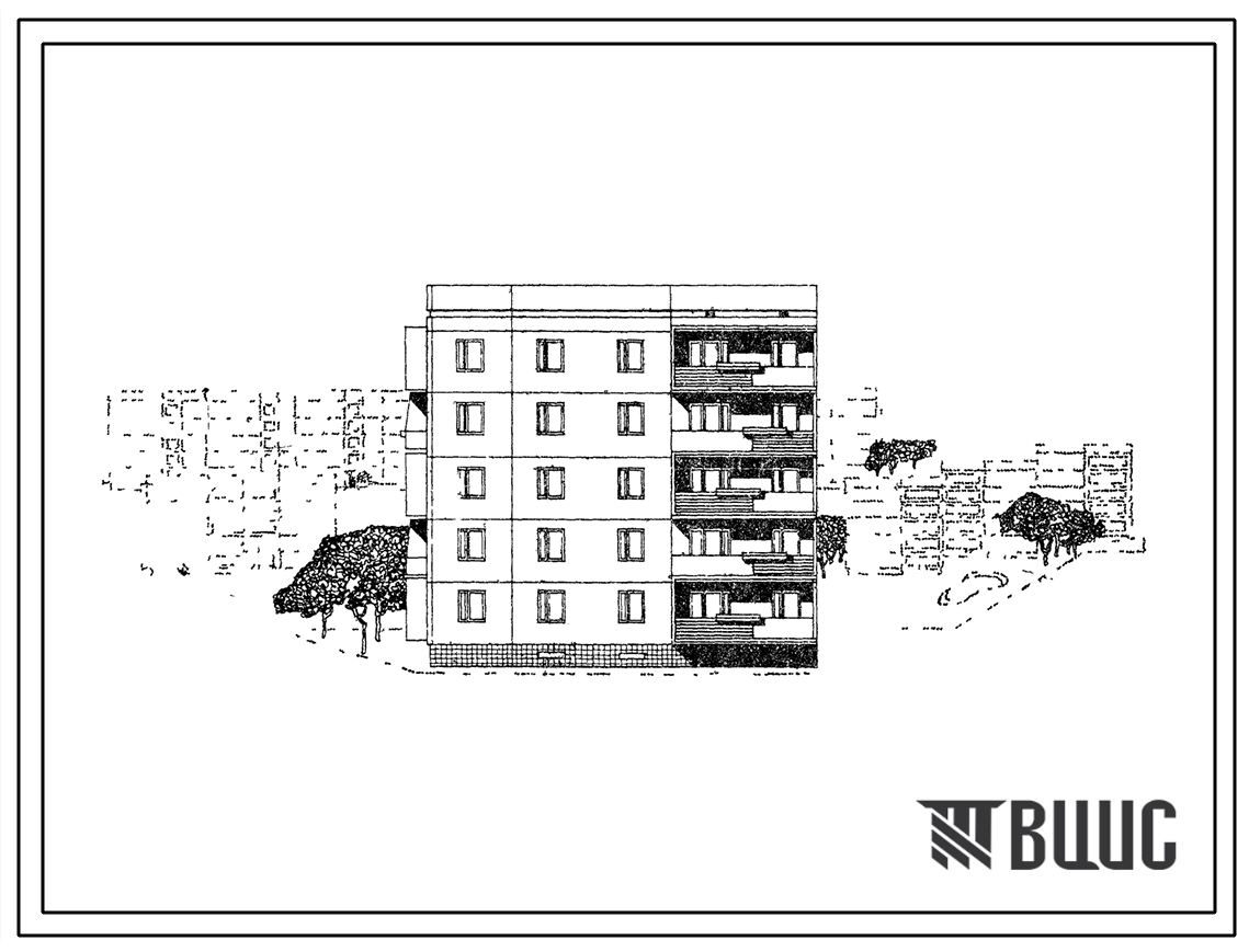 Типовой проект 96-05 5-этажная блок-секция, торцевая левая на 15 квартир.