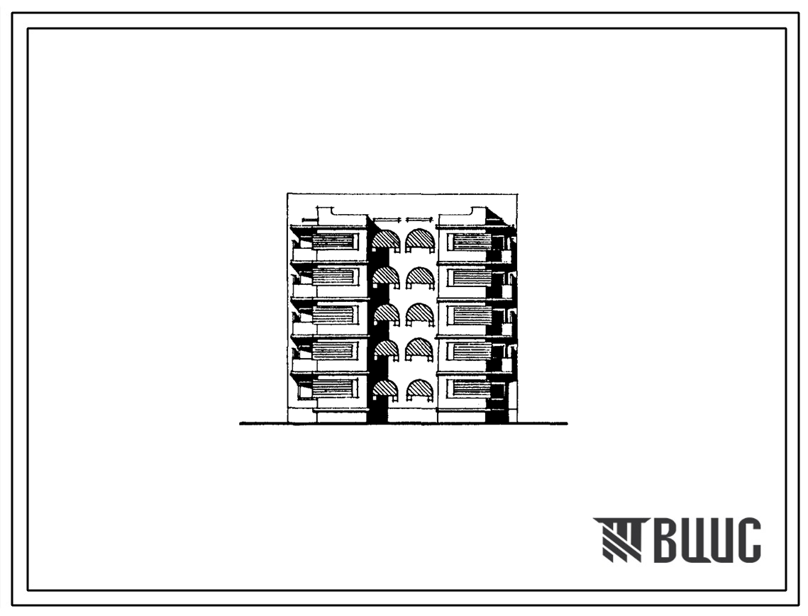 Типовой проект 155-026с.86 Пятиэтажная блок-секция рядовая с торцевыми окончаниями на 10 четырехкомнатных квартир типа 4Б. Со стенами из кирпича