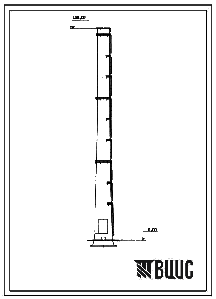 Типовой проект 907-2-146 Труба дымовая железобетонная Н=150 м, Д0=9,6 м для ТЭЦ и ГРЭС. Для строительства в 3-4 районах ветровой нагрузки