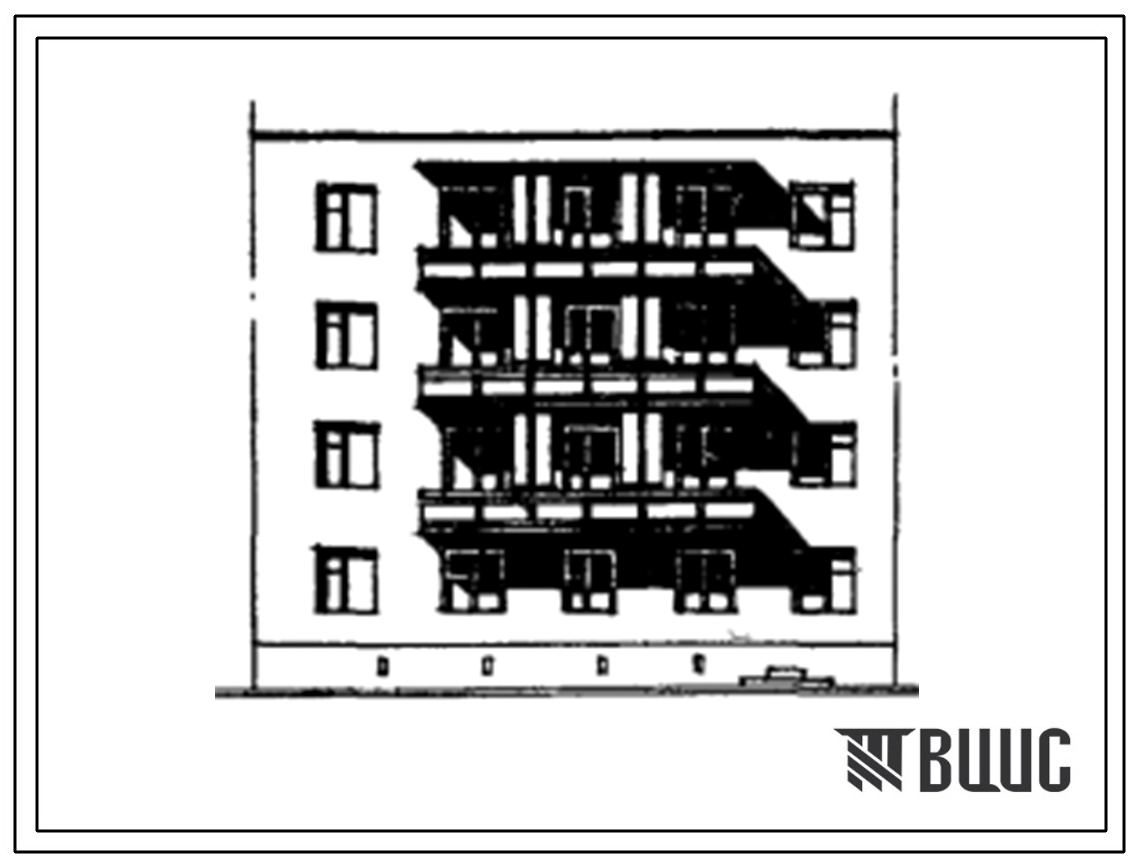 Типовой проект 175-09с.85 Блок-секция 4-этажная 12-квартирная 2Б.1Б.3Б рядовая с торцевыми окончаниями. Для строительства во 2 климатическом районе Киргизской ССР сейсмичностью 9 баллов.