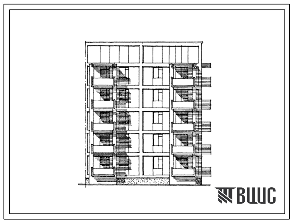 Типовой проект 172-06с.13.87 Блок-секция поворотная правая 5-этажная 10 квартирная 2Б-4Б для строительства в Молдавской ССР