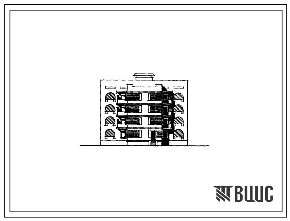Типовой проект 155-020с.86 Четырехэтажная блок-секция рядовая с торцевыми окончаниями на 15 квартир