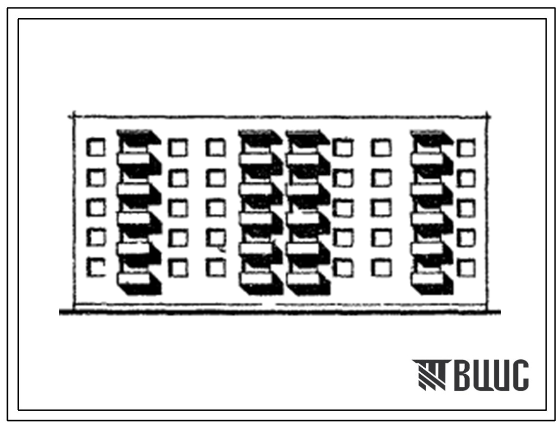 Типовой проект 114-05с Рядовая блок-секция 5-этажного жилого дома на 40 квартир 1 1.1.2, 1 1.1.2 со стенами из кирпича