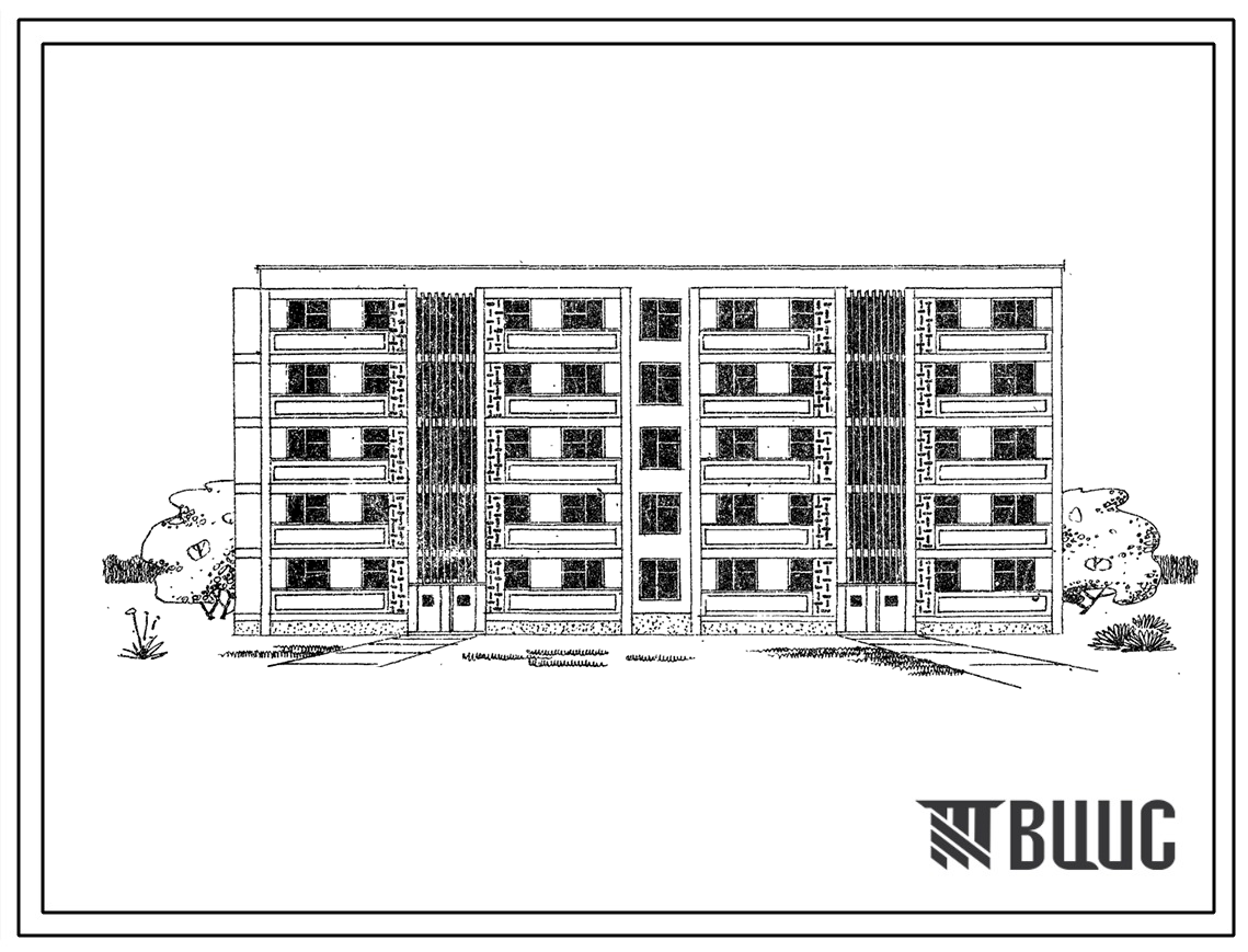 Типовой проект 102-010с Двойная блок-секция 5-этажного дома торцевая на 30 квартир (для строительства в районах с сейсмичностью 8 баллов).