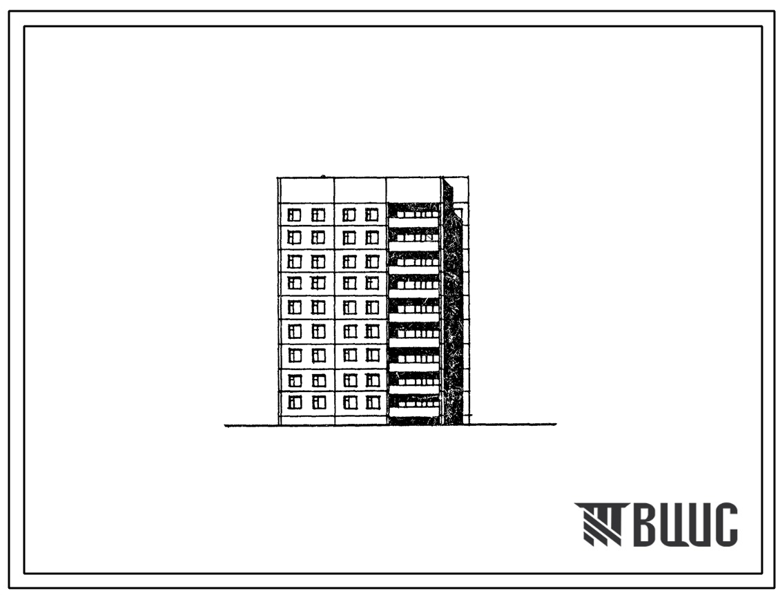 Типовой проект 75-08/1.2 Блок-секция 9-этажная 27 квартирная торцевая левая 2Б-3Б-5Б
