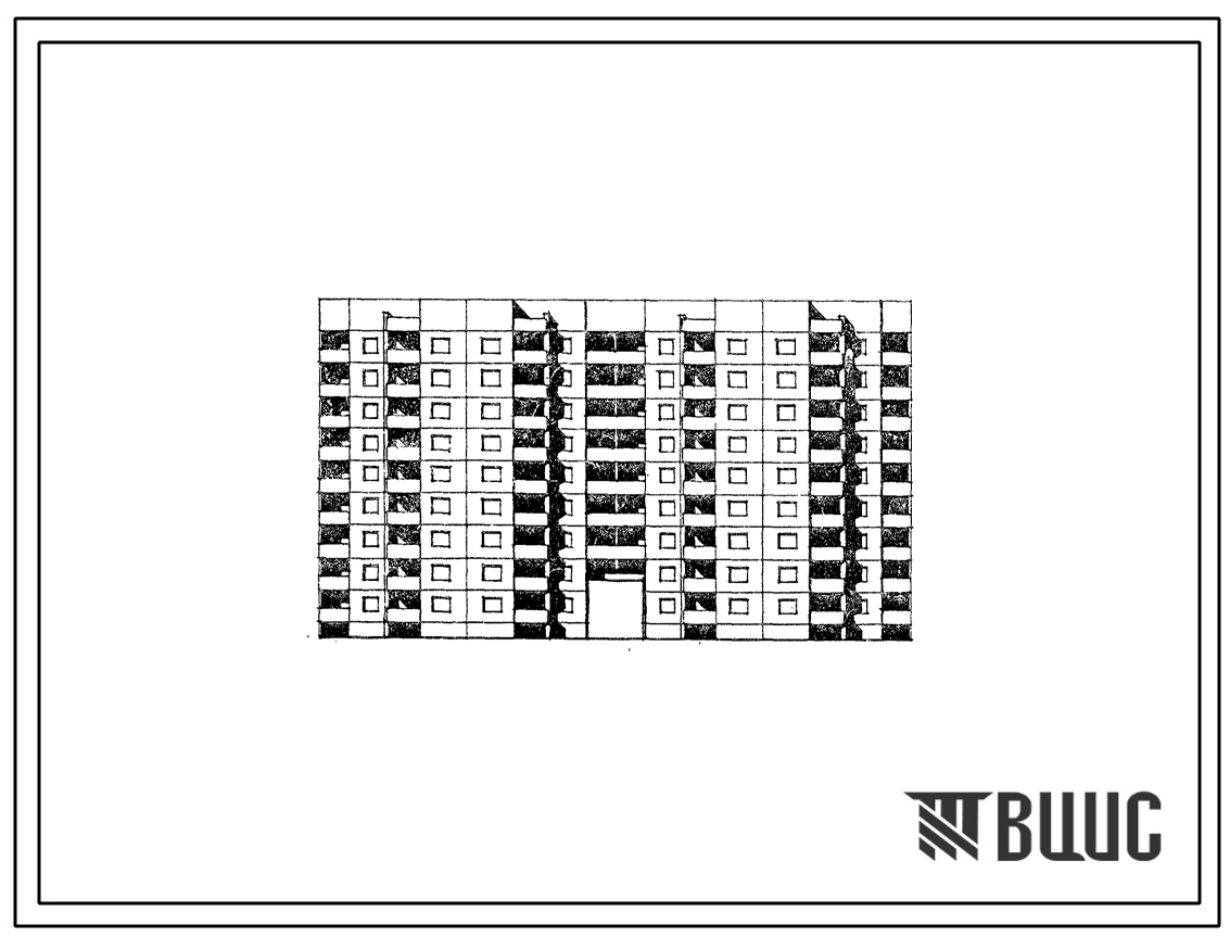 Типовой проект 90-0130.13.87 9-этажная рядовая блок-секция на 72 квартиры 1.2.3.4 с проездом. Для строительства в Белорусской ССР.