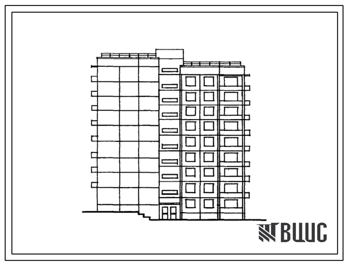 Типовой проект 97-094/1 Девятиэтажная блок-секция левая на 36 квартир (двухкомнатных 2Б-18, трехкомнатных 3Б-18) для сложного рельефа. Для строительства в 1В климатическом подрайоне Красноярского края