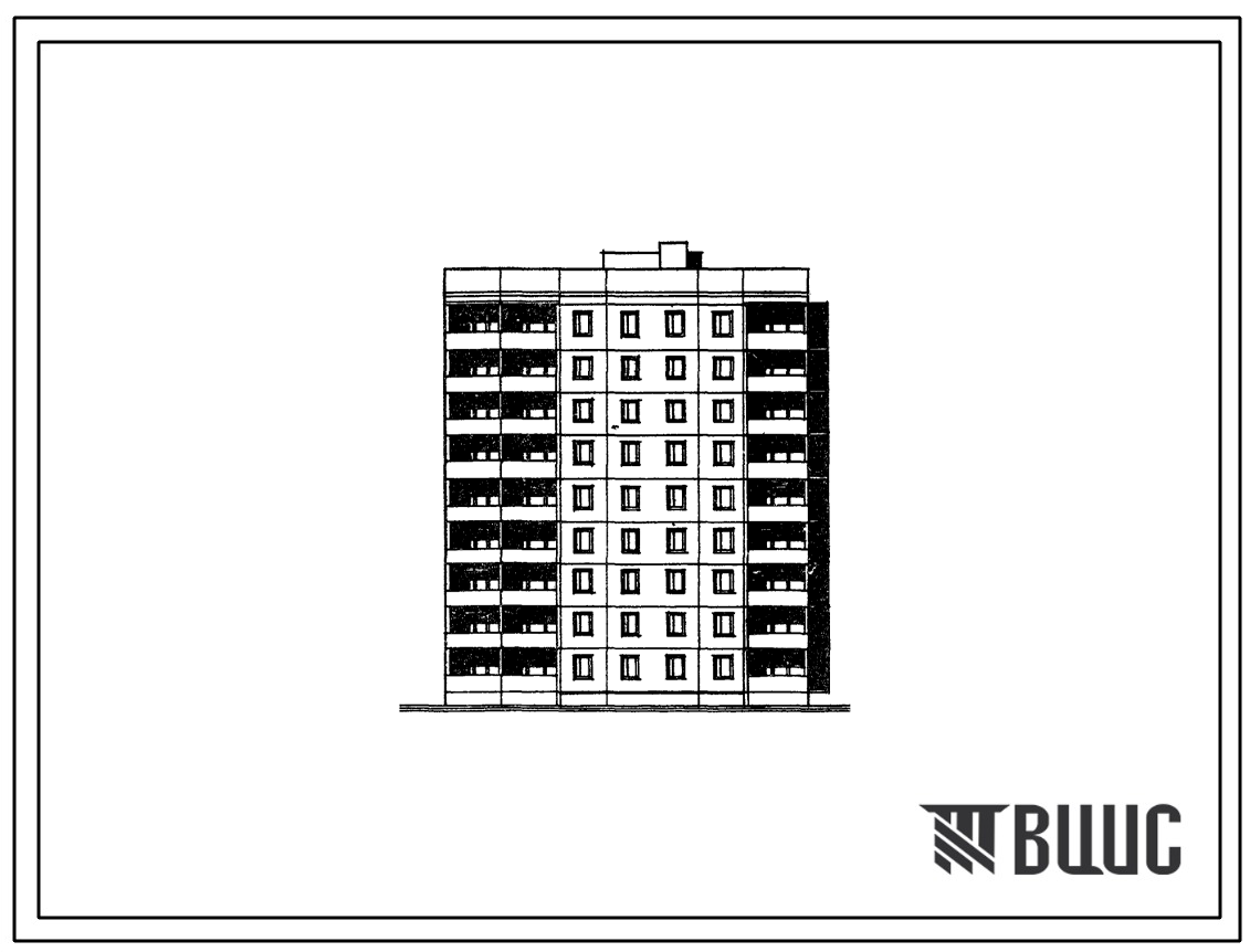 Типовой проект 96-034/1.2 Блок-секция угловая-торцевая 9-этажная 36-квартирная УТ-1Б-2Б-2Б-3Б