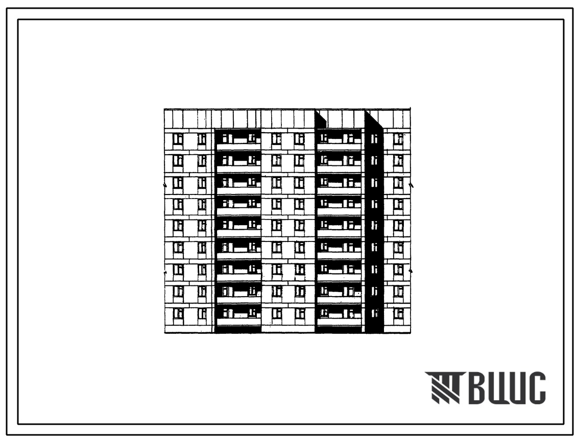 Типовой проект 81-09/1.2 Девятиэтажная блок-секция на 54 квартиры (однокомнатных 1Б-18, двухкомнатных 2Б-18, трехкомнатных 3А-18). Для строительства в 1В климатическом подрайоне, 2 и 3 климатических районах