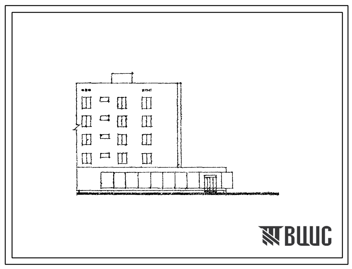 Типовой проект 109-031с Пятиэтажная одинарная блок-секция Т-2Б.1Б.1Б правая на 12 квартир с магазином.
