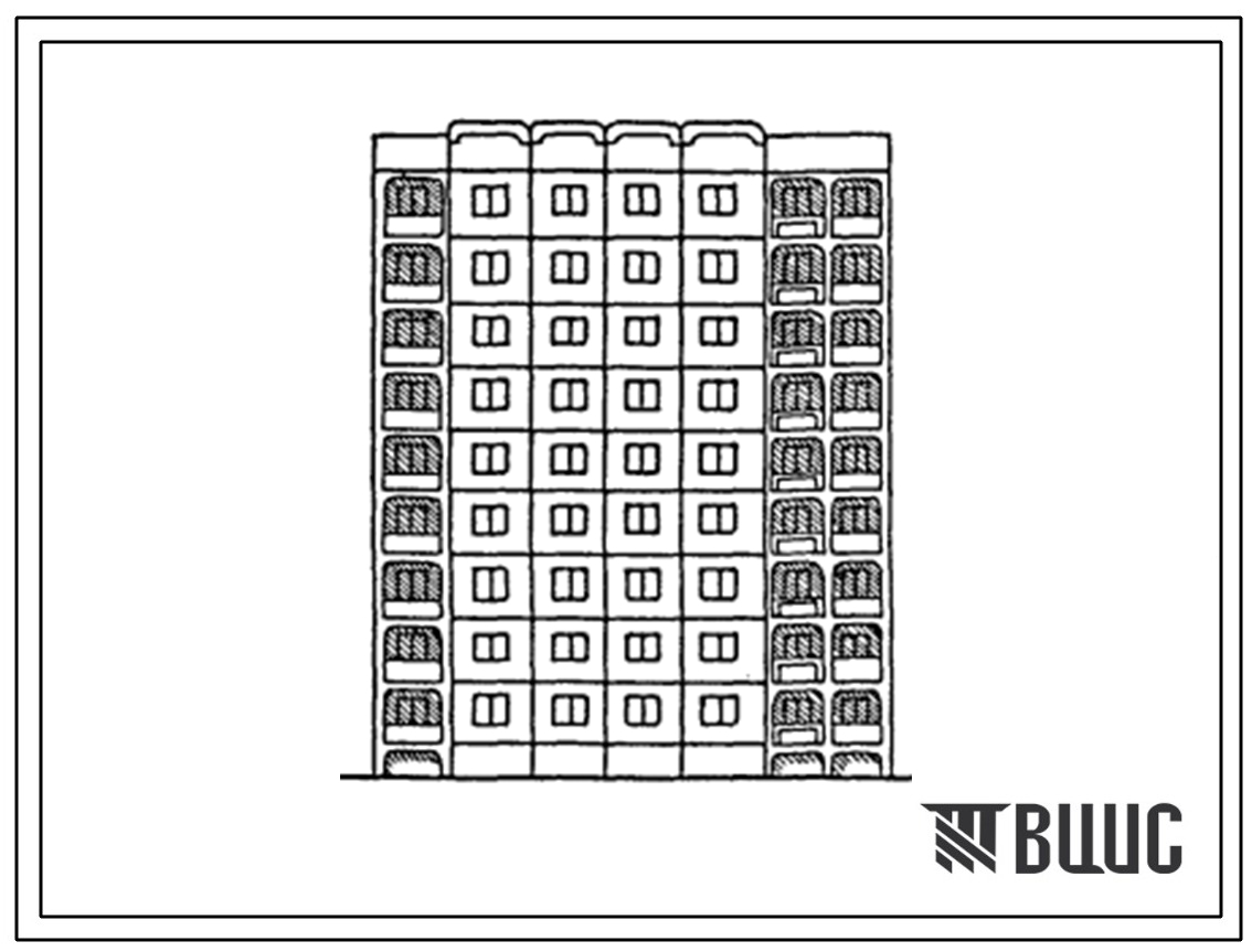 Типовой проект 135-0284п.13.86 Девятиэтажная блок-секция торцевая левая на 36 квартир. (Ввод опубл. в И-10-86)