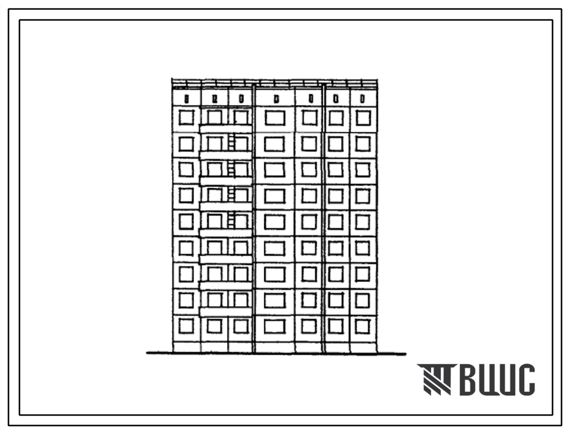 Типовой проект 97-088/1 Девятиэтажная блок-секция рядовая левая на 27 квартир (двухкомнатных 2Б-9, трехкомнатных 3Б-9, четырехкомнатных 4Б-9). Для строительства в 1В климатическом подрайоне Красноярского края