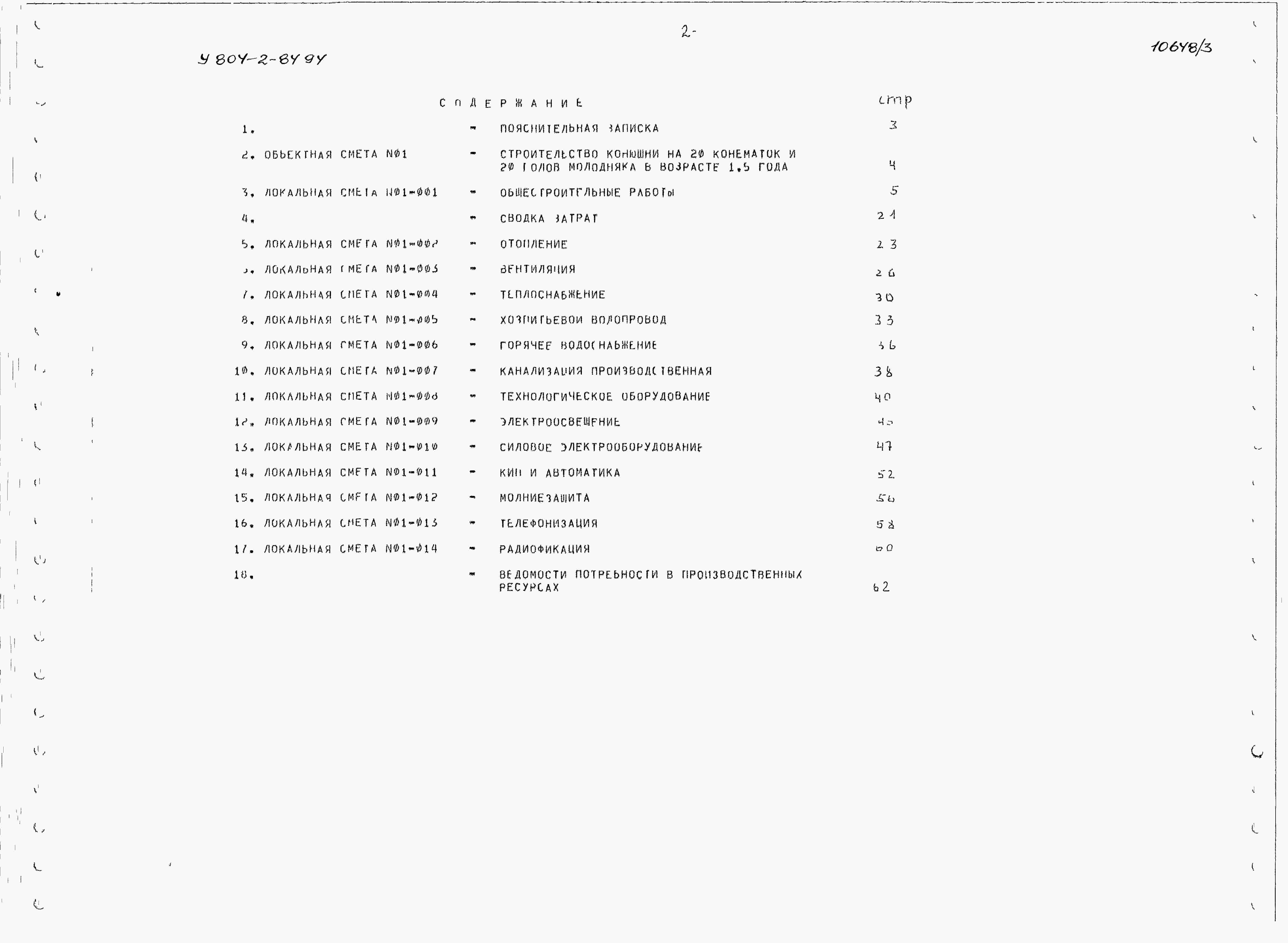 Состав альбома Типовой проект У.804-2-84.94Альбом 3 Сметы