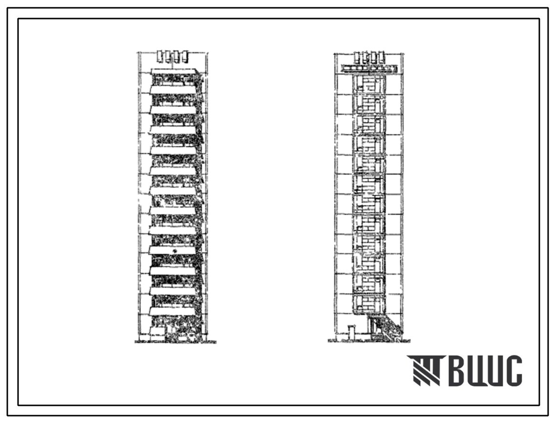Типовой проект 134-042в.13.86 12-этажный лестнично-лифтовый блок ЛЛБ-12 (в г.г. Ворошиловграде и Донецке)