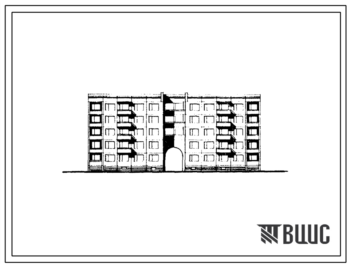 Типовой проект 160-07с/1 Пятиэтажная блок-секция рядовая с проездом на 30 квартир (однокомнатных 1А-10, двухкомнатных 2Б-10, трехкомнатных 3Б-10). Для строительства в 3Б климатическом подрайоне Дагестанской АССР