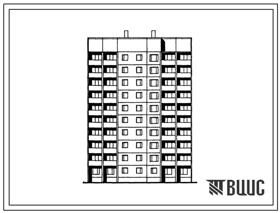 Типовой проект 1ЛГ-602-025.13.87 Блок-секция рядовая с торцевыми окончаниями 10-этажная 40-квартирная 1-2-2-3. Для строительства в Латвийской ССР.